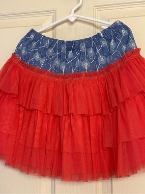 Matilda Jane Tiered Tulle Skirt with Blue Patterned Waistband